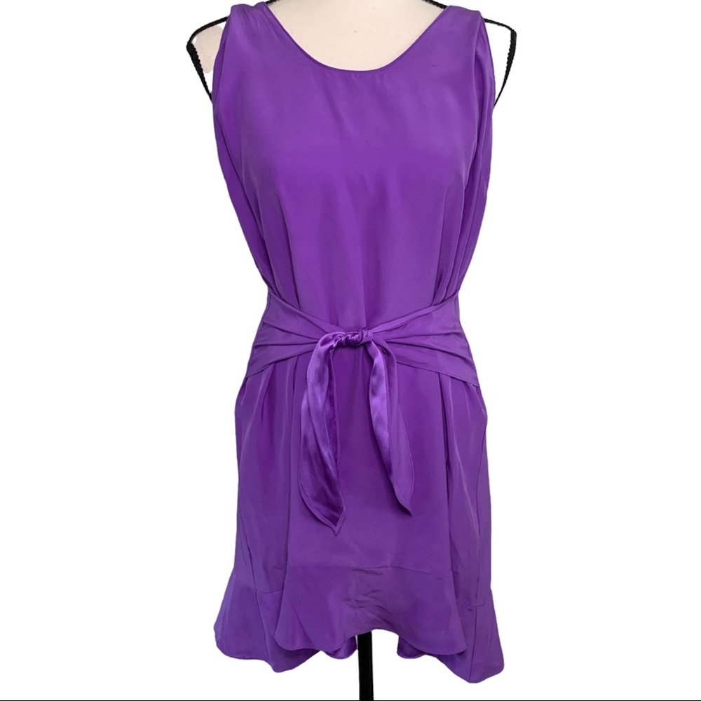 Amanda Uprichard - Silk Tie Waist Dress Violet / Purple